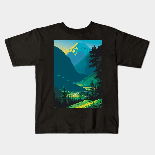 Valley View of a National Park Kids T-Shirt by CursedContent